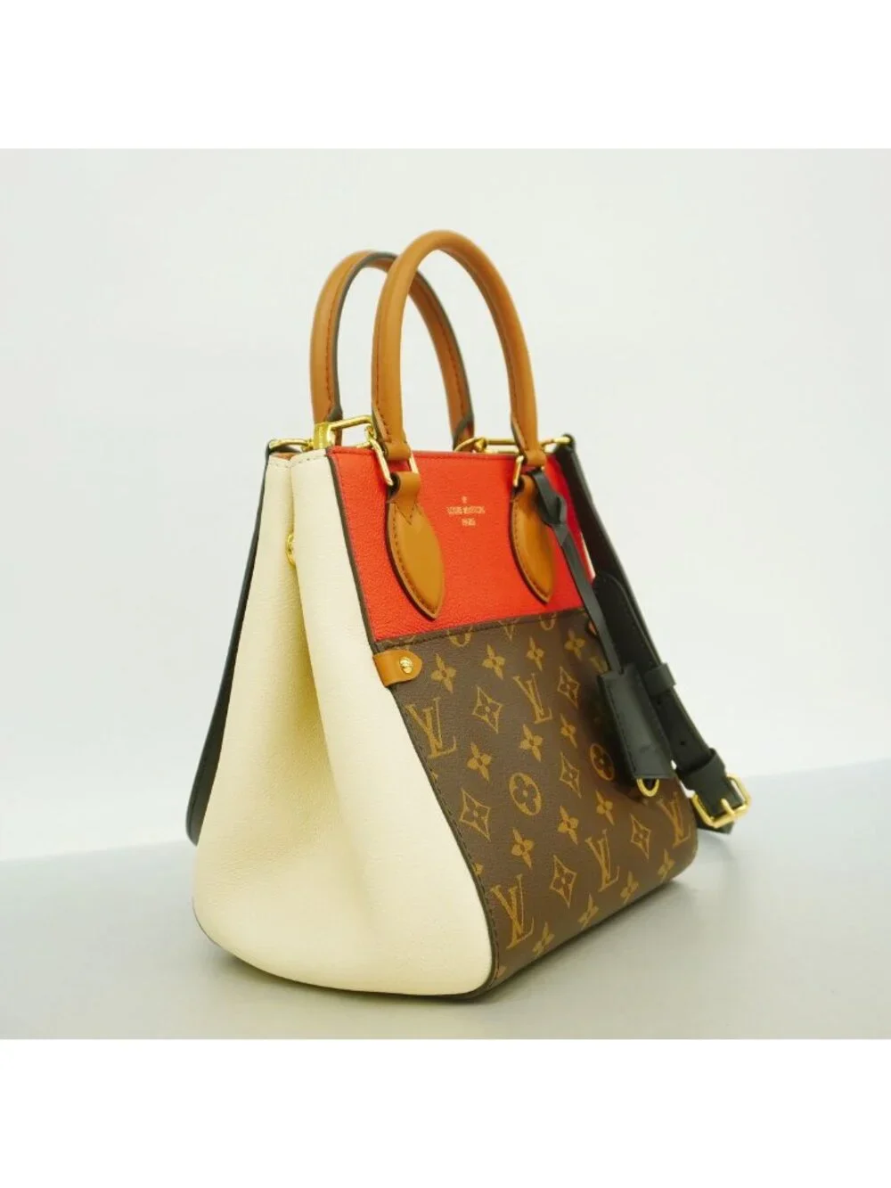 Louis Vuitton Handbag Monogram Fold Tote PM Brown Cream Cerise 2-Way